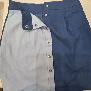 Blue Denim Button-Up Skirt